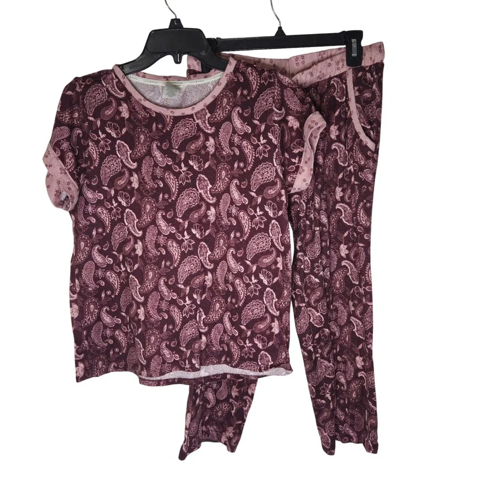Lucky Brand Paisley Print Pajama Set Women's Size S Top Pants Lounge Sleepwear - Picture 1 of 6